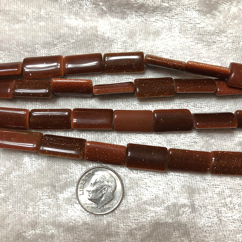 Large Goldstone Rounded Flat Rectangle Beads