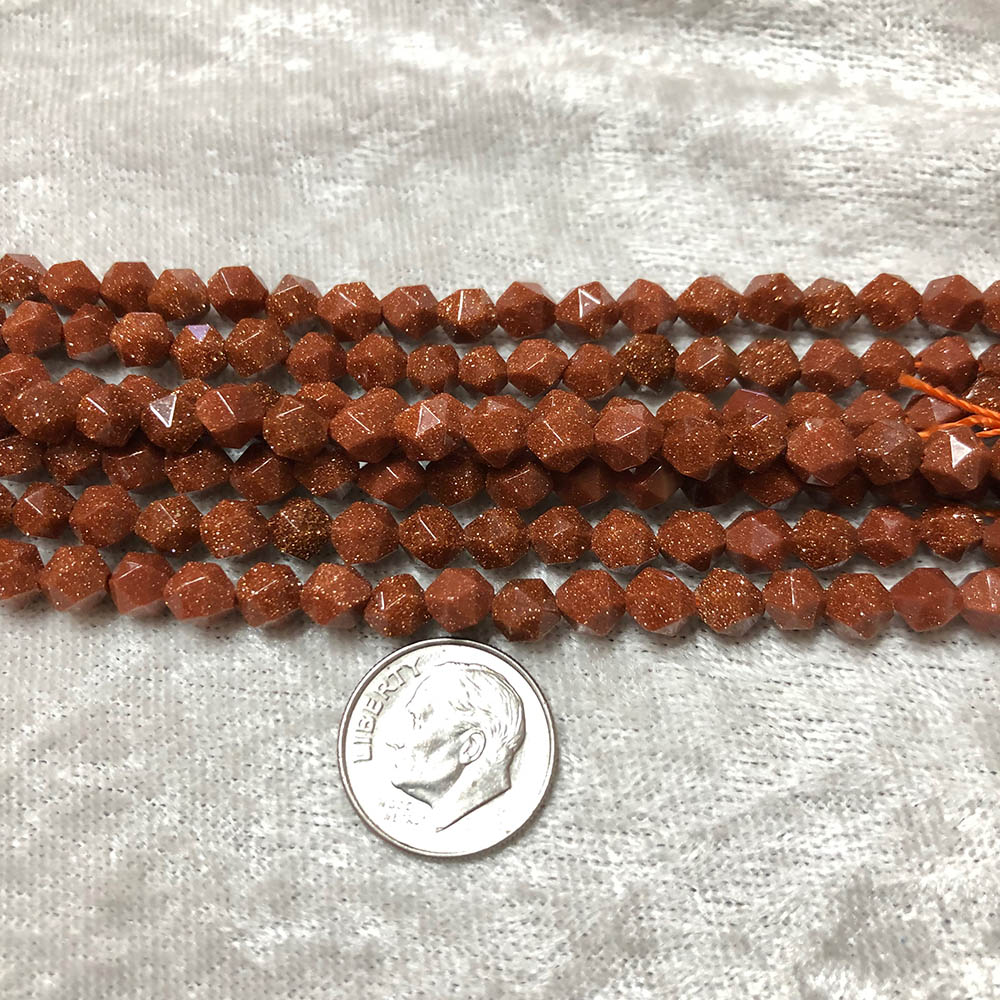 Brown Goldstone Faceted Round Beads 6mm