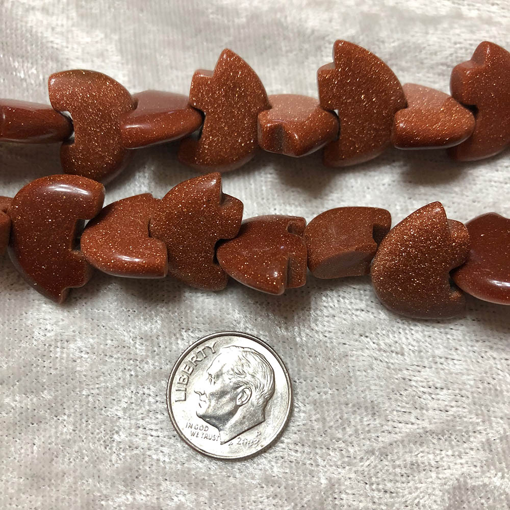 Large Brown Goldstone Bear Shape Beads