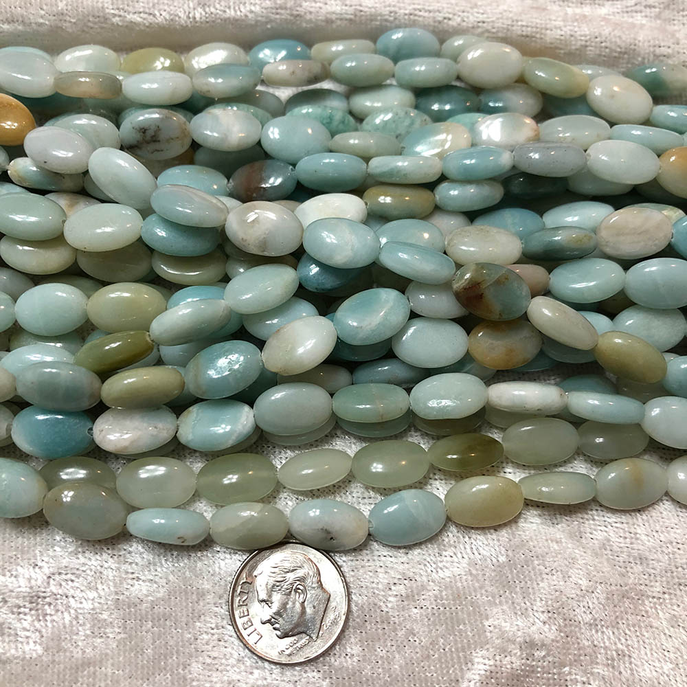 Seafoam Larimar Medium Flat Rounded Oval Beads