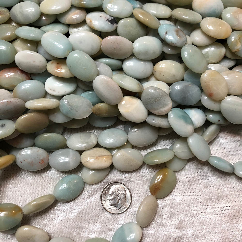 Seafoam Larimar Large Flat Rounded Oval Beads