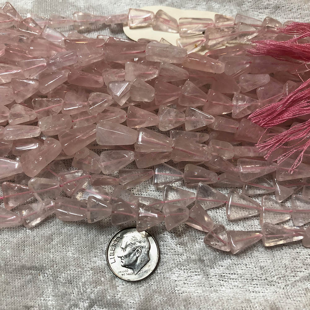 Rose Quartz Medium Flat Triangle Beads