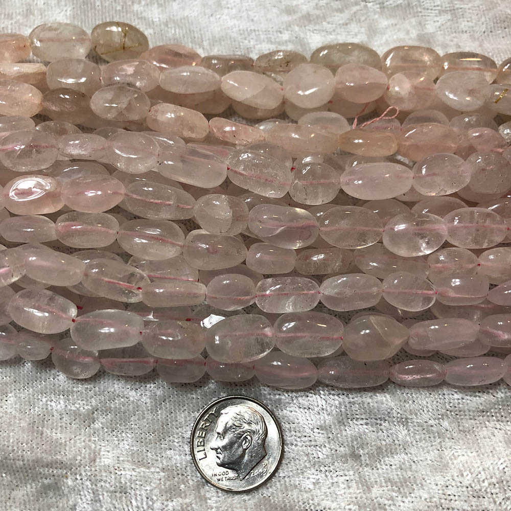 Rose Quartz Medium Flat Oval Beads