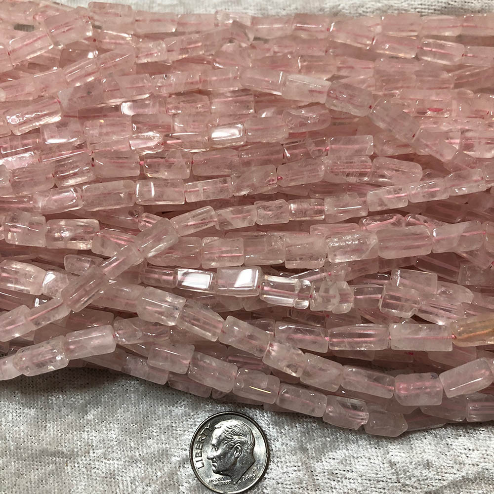 Rose Quartz Medium Rectangle Tube Beads