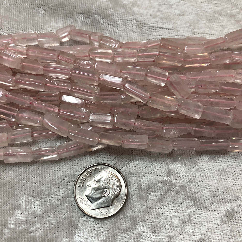 Clear Rose Quartz Rectangle Tube Beads