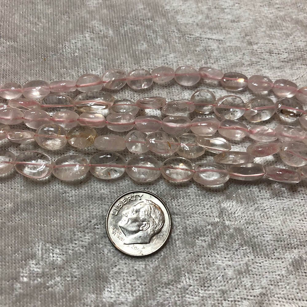 Clear Rose Quartz Small Flat Oval Beads