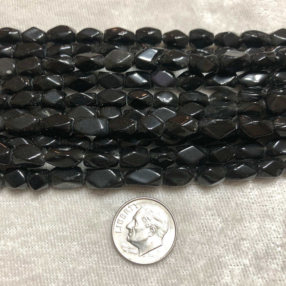 Onyx Medium Faceted Rectangle Tube Beads