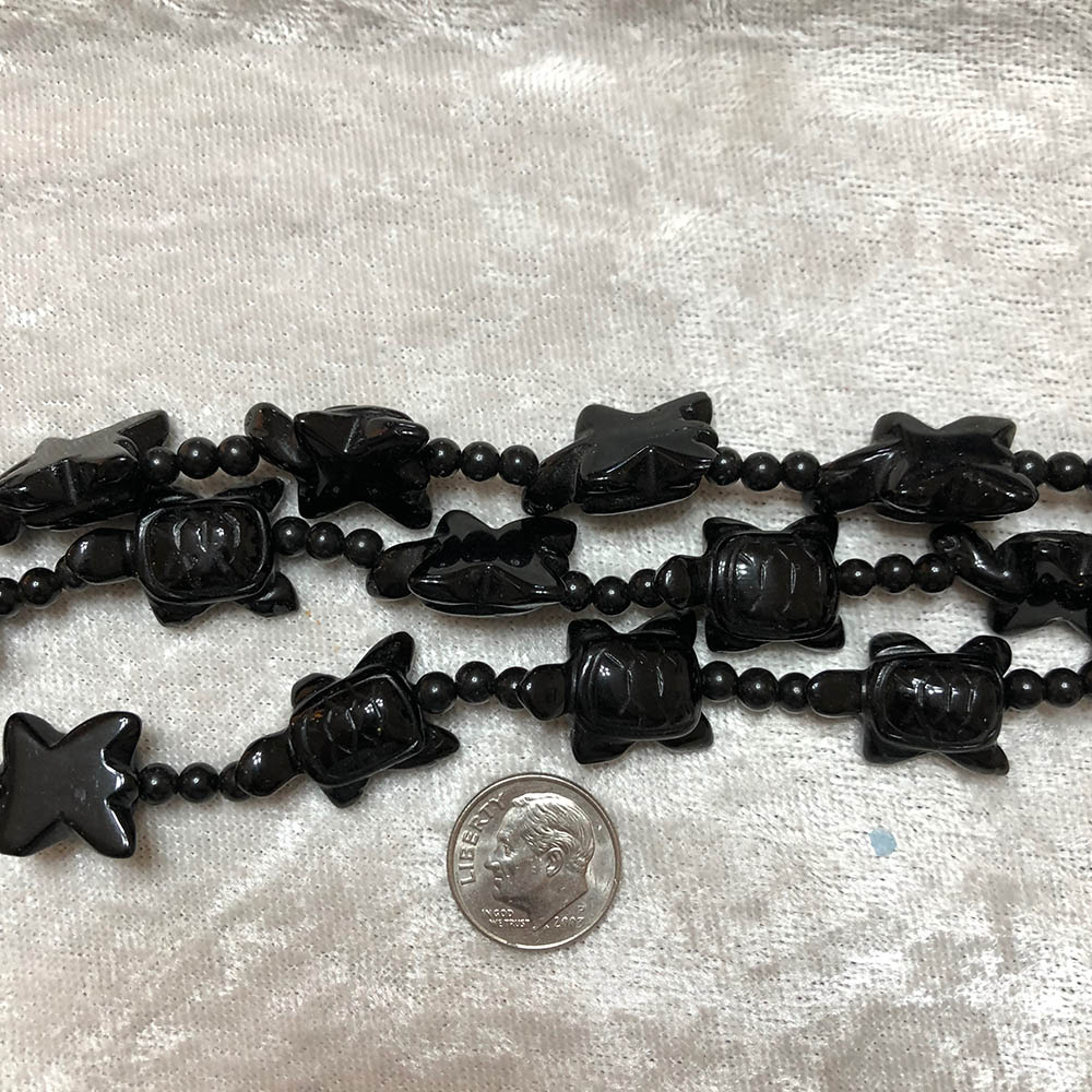 Onyx Carved Turtle Beads