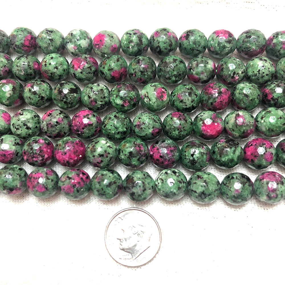 Ruby Zoisite Faceted Round Beads 10mm