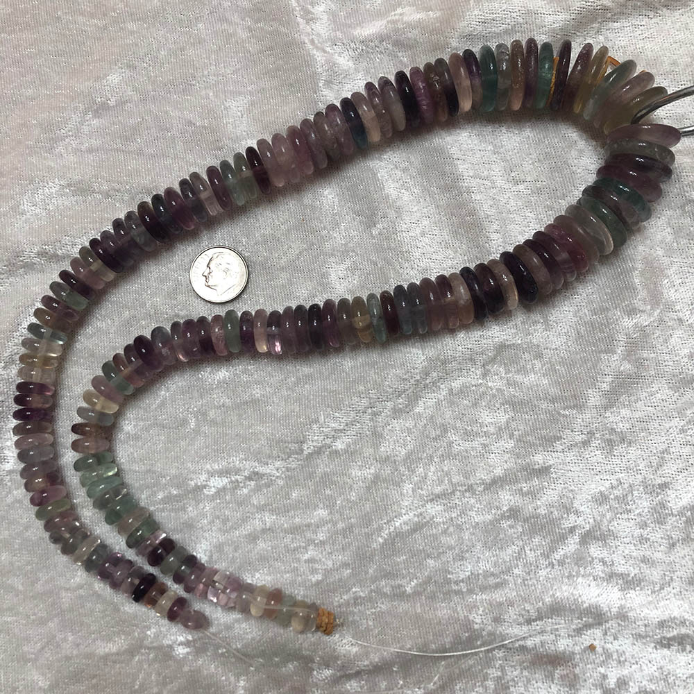 Graduated Fluorite Multi Color Disc Beads