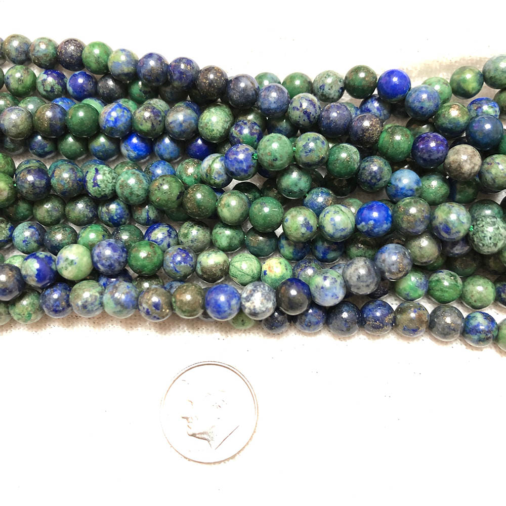 Lapis Lazuli and Malachite Round Beads 6mm