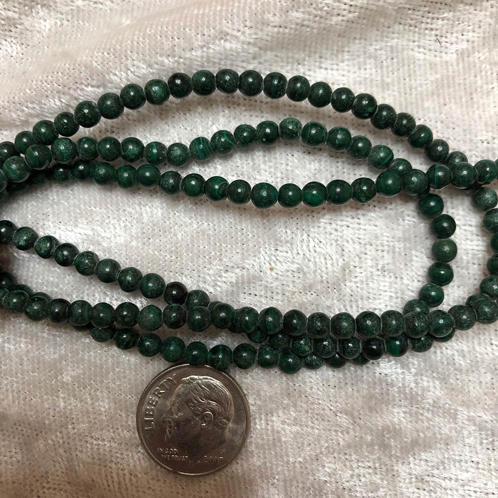 Malachite Small Round Beads 4mm