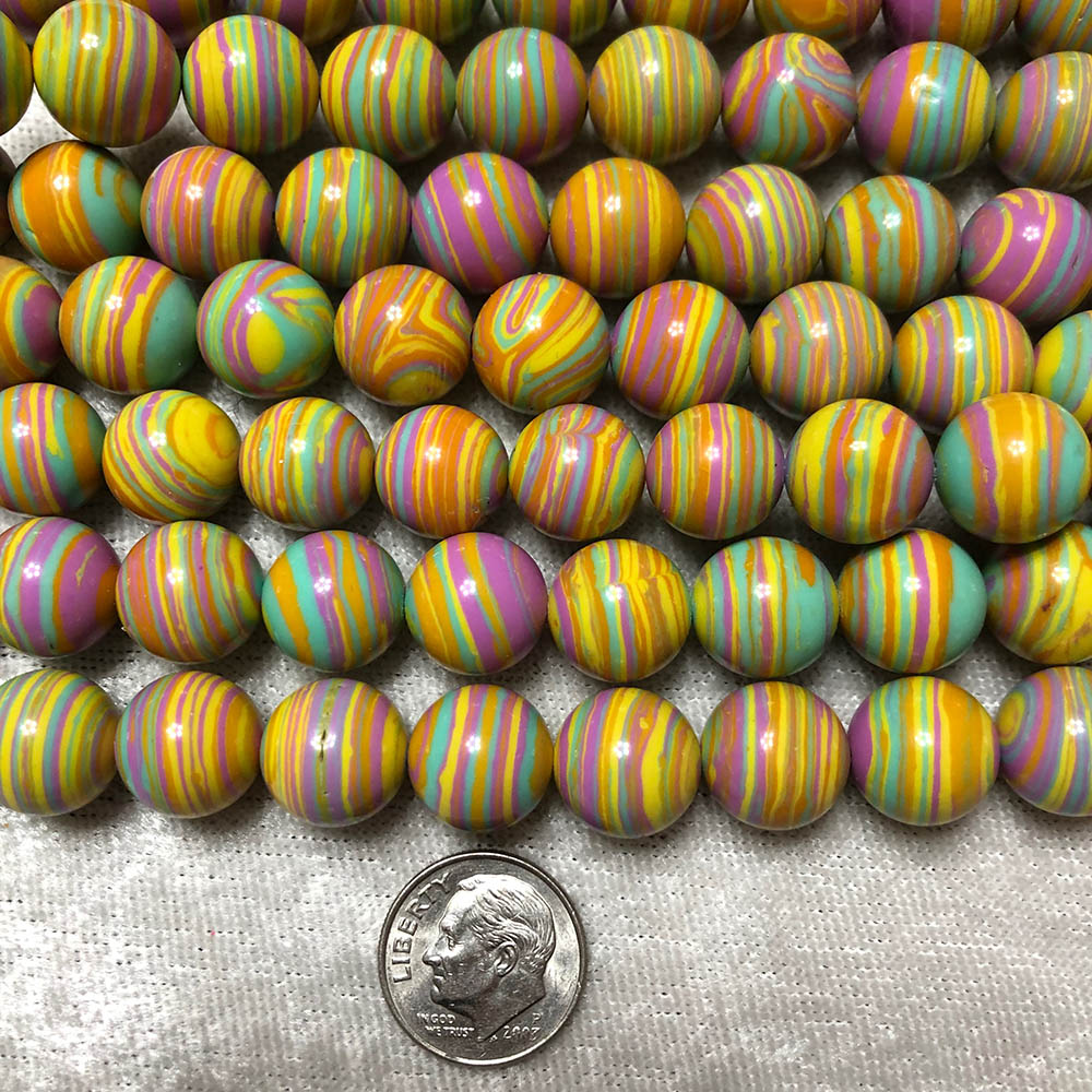 Pastel Easter Egg Swirl Composite Round Beads 12mm