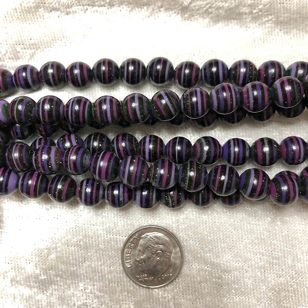 Purple Swirl Composite Round Beads 8mm