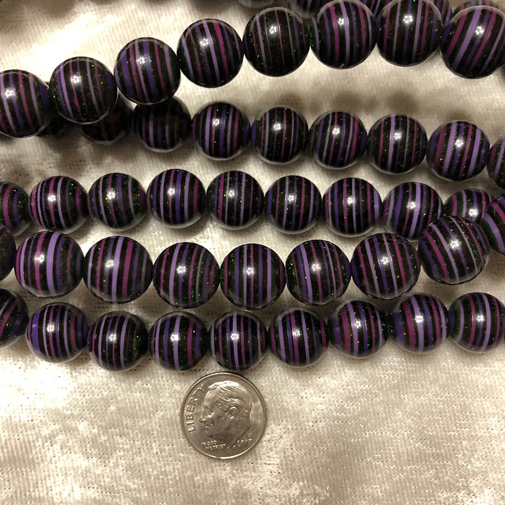 Purple Swirl Composite Round Beads 12mm