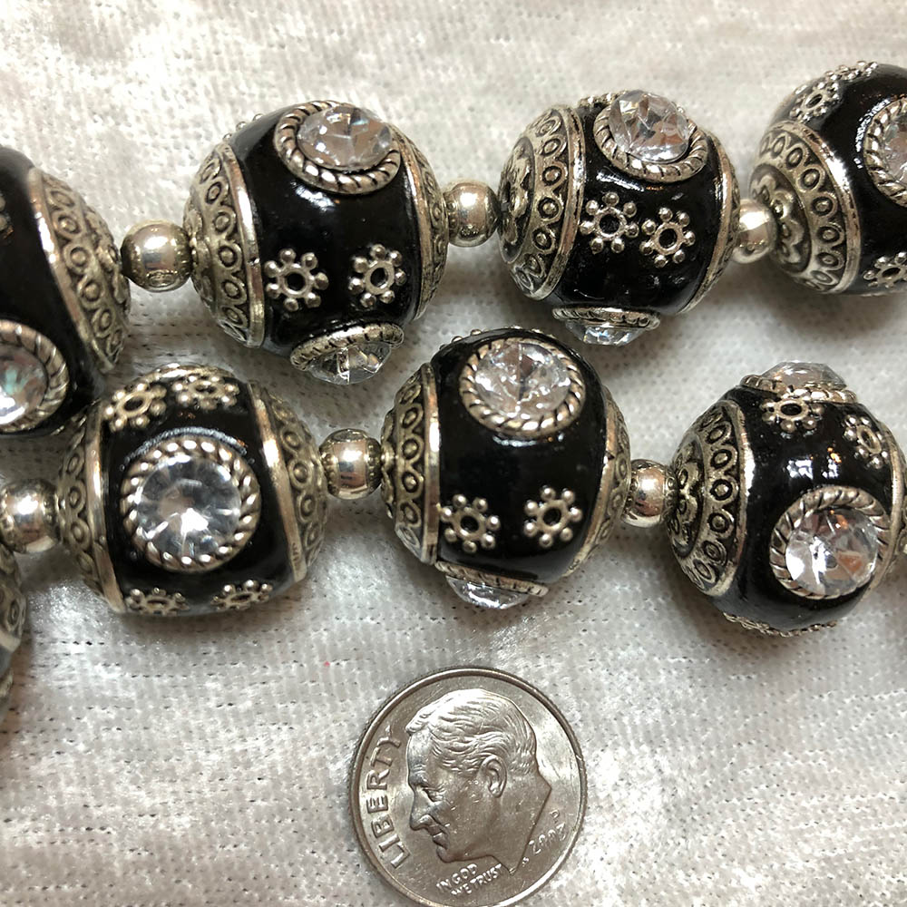 Black Maruti Beads with Crystals