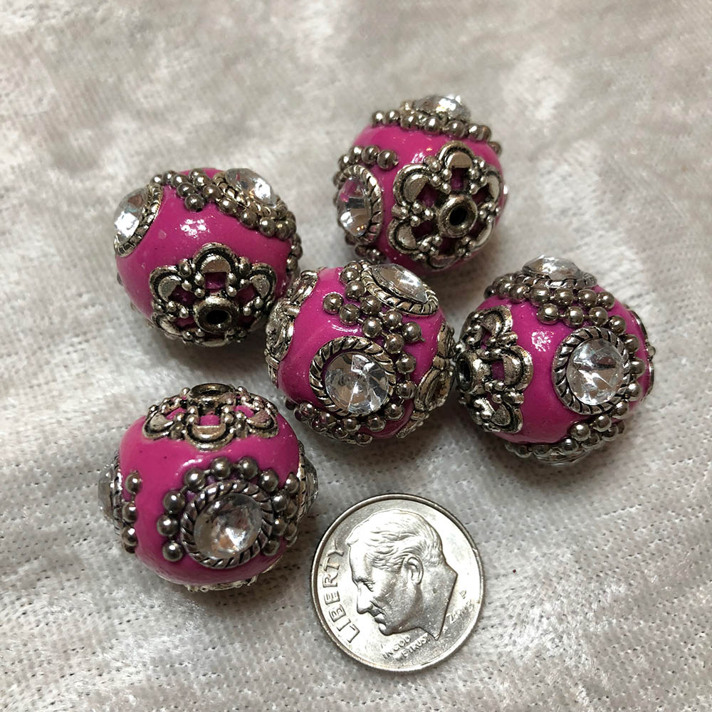 Pink Maruti Beads with Crystals