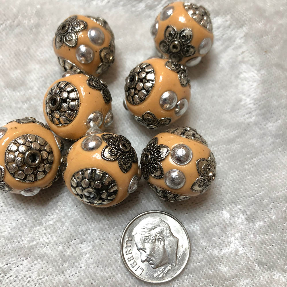 Tan Maruti Beads with Silver