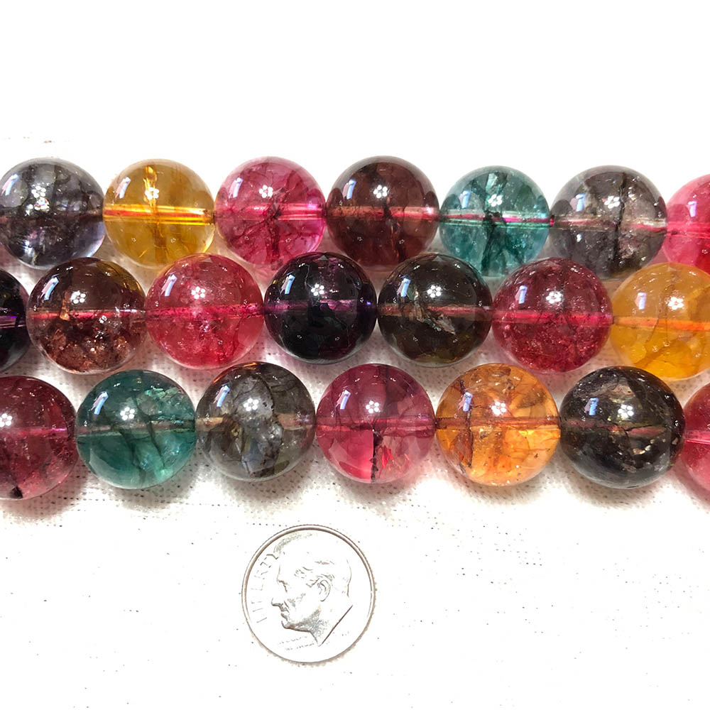 Large Multi Color Quartz Round Beads