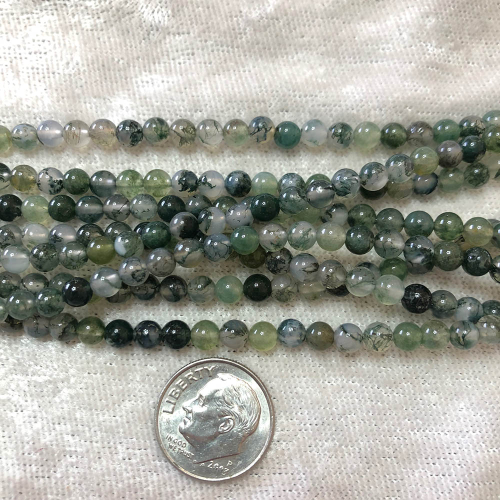 Small Moss Agate Round Beads