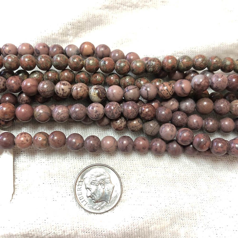  Red Picture Jasper Medium-Small Round Beads