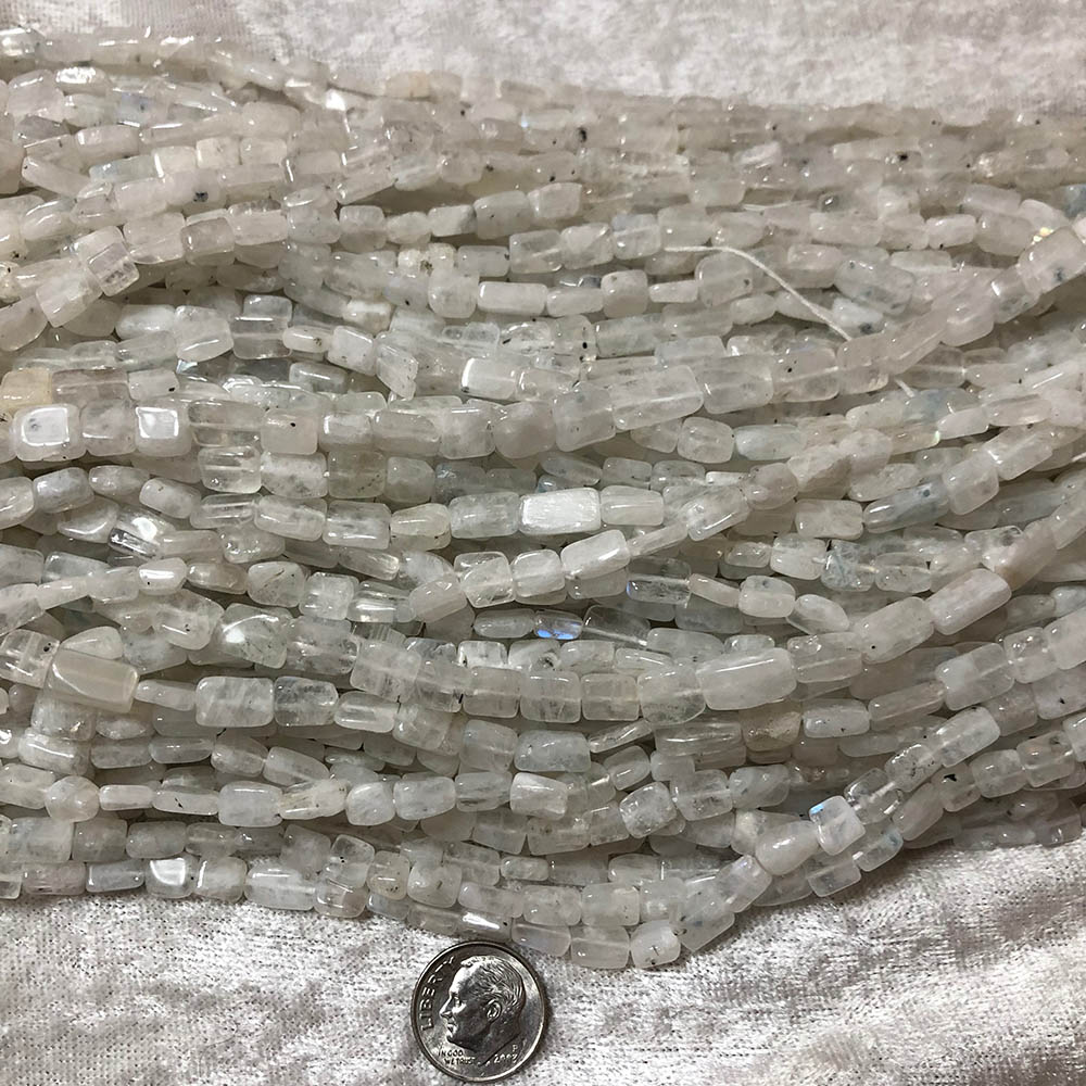 Medium Milky Moonstone Flat Rectangle Beads