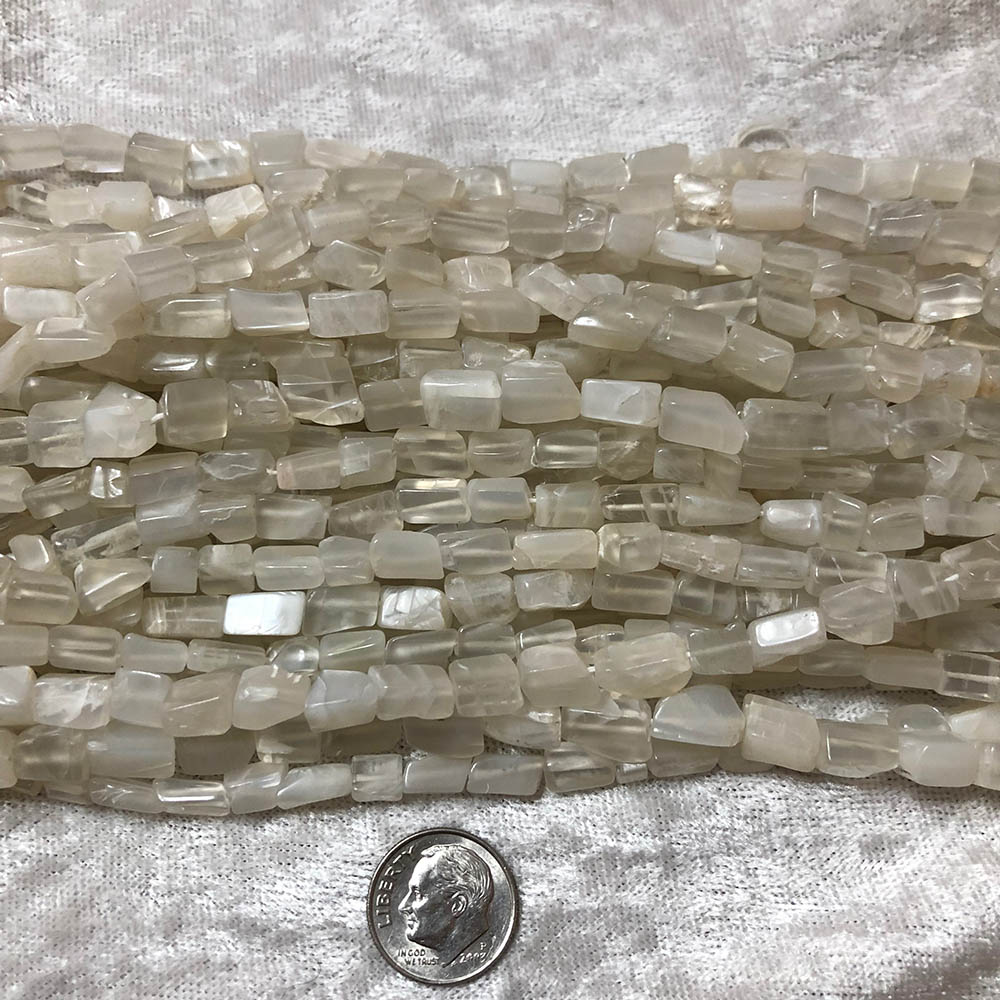 Medium Cream Moonstone Rectangle Tube Beads