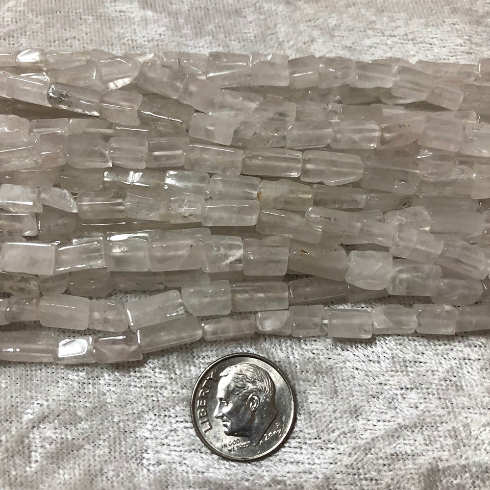 Medium Milky Moonstone Rectangle Tube Beads