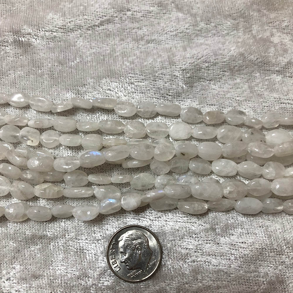 Small Milky Moonstone Flat Oval Beads