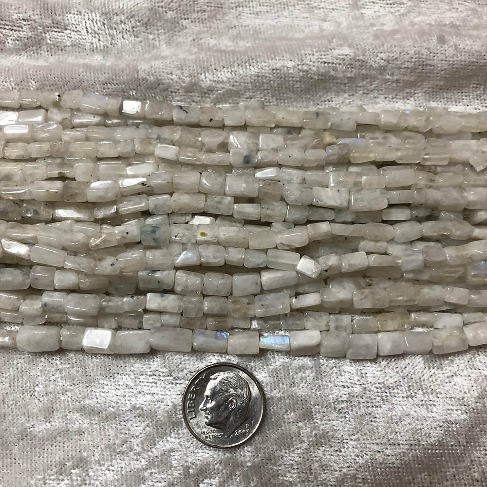 Small Milky Moonstone Flat Rectangle Beads