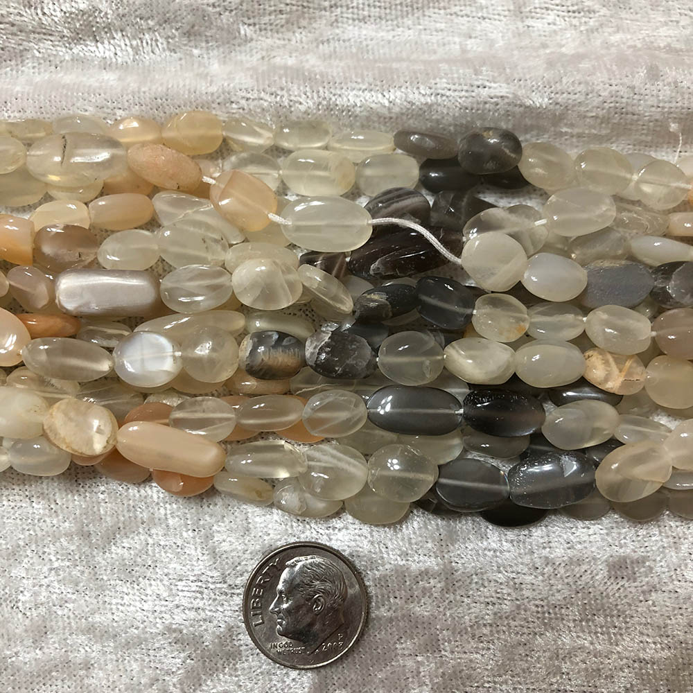 Medium Multi Color Moonstone Flat Oval Beads