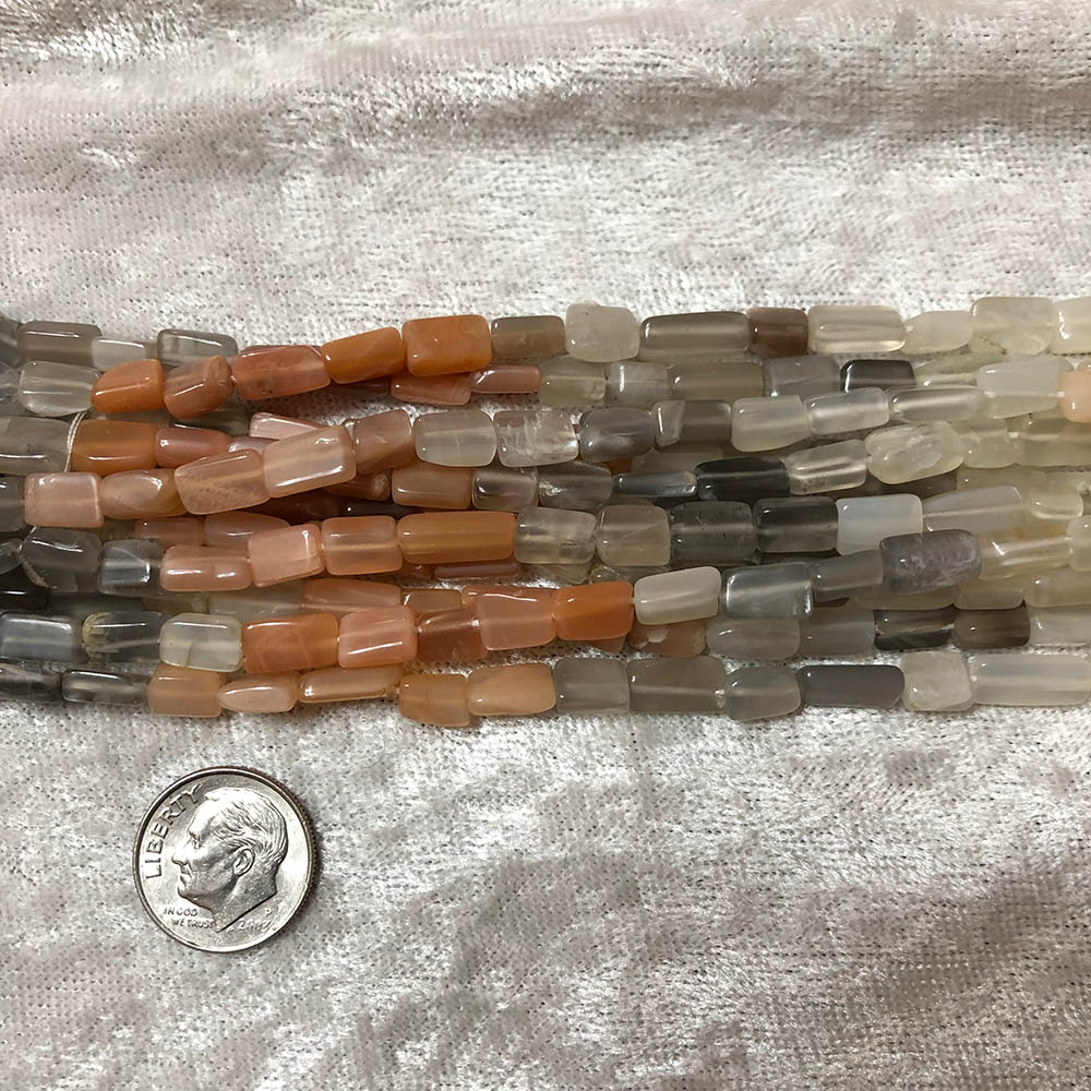 Medium Multi Color Moonstone Flat Rectangle Beads