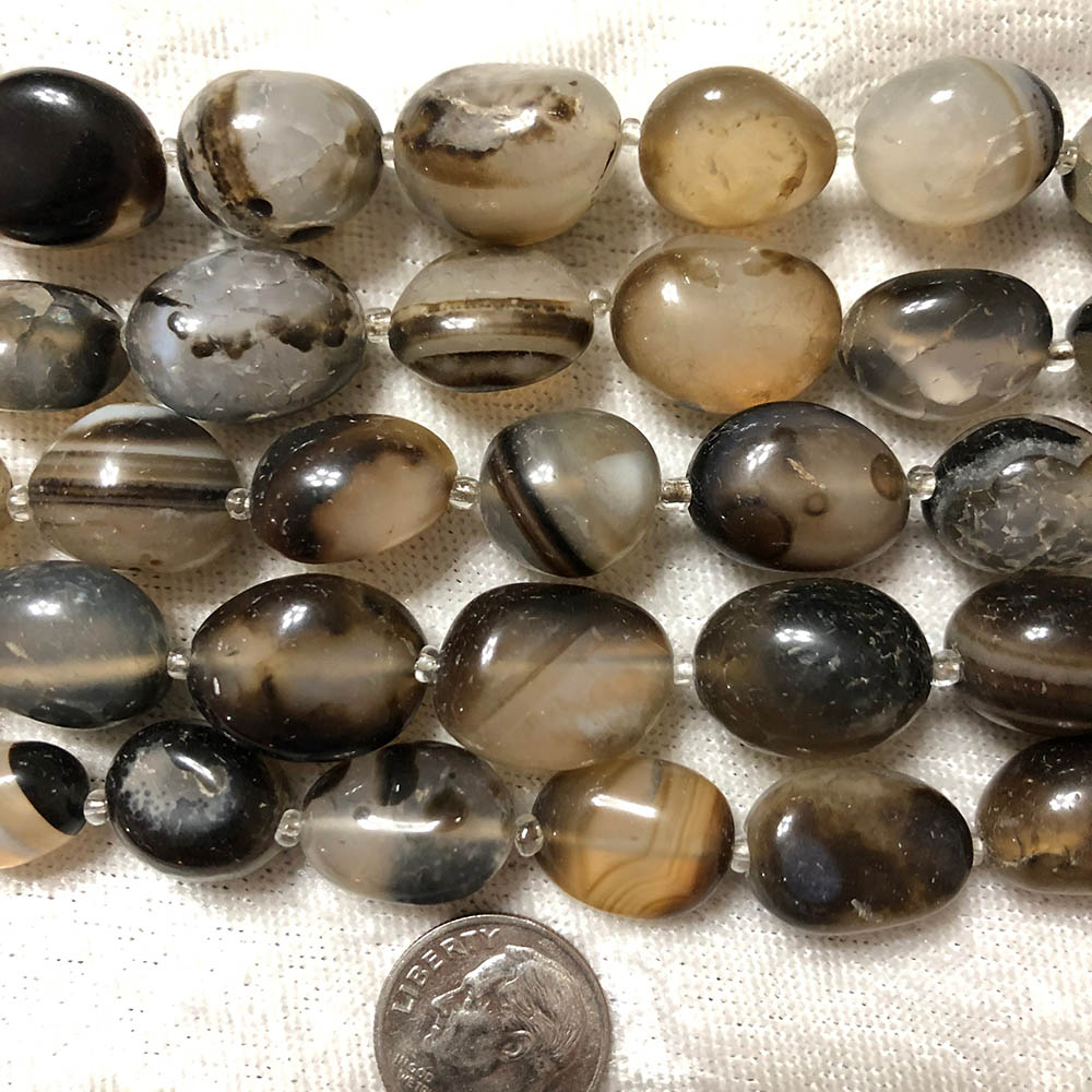 Brown Botswana Agate Polished Pebble Beads