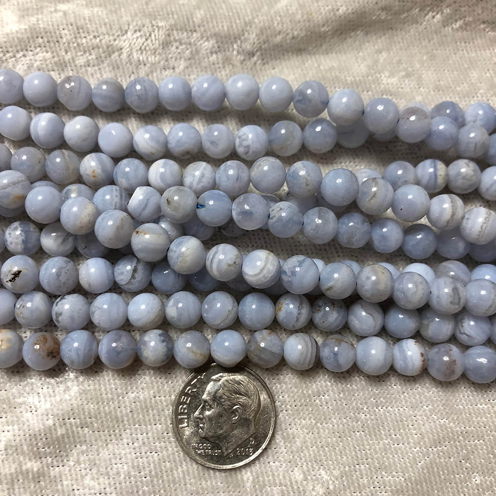 Blue Lace Agate Small Round Beads 6mm