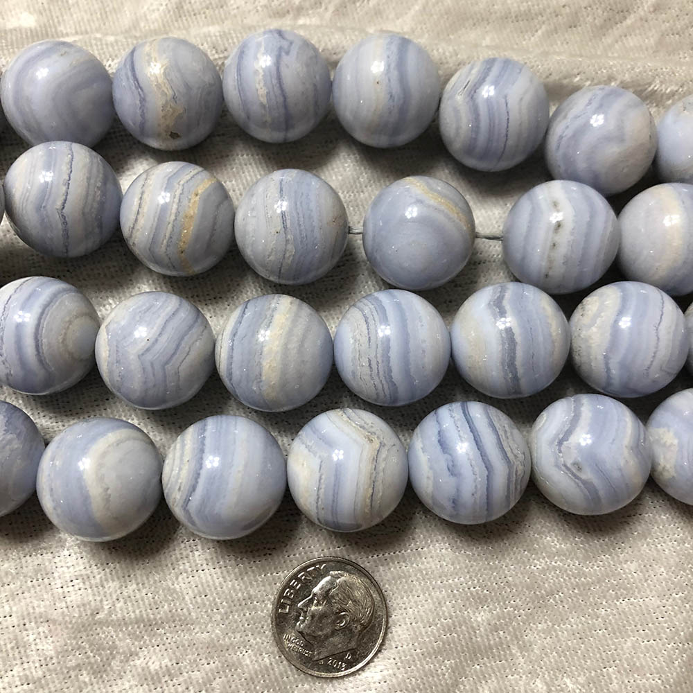 Blue Lace Agate Large Round Beads 18mm