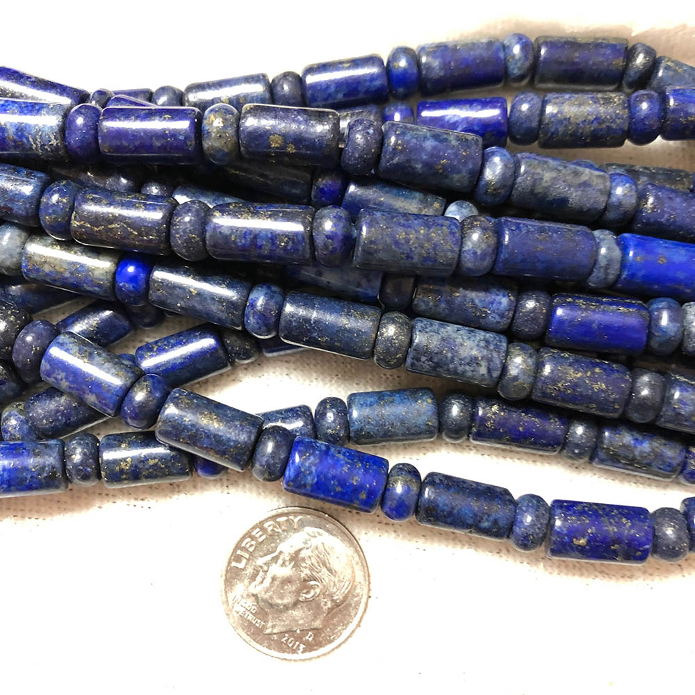 Dark Blue Lapis Lazuli Tube Beads