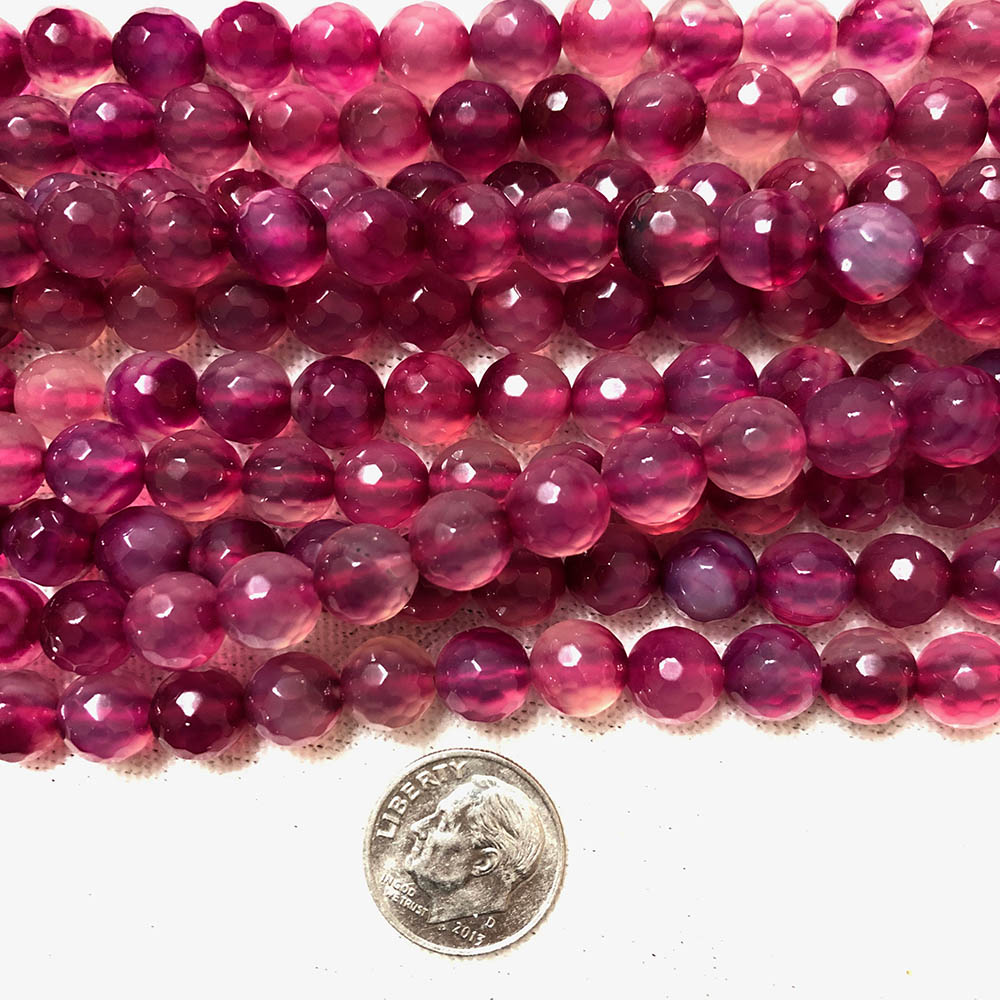 Pink Quartz Round Faceted Beads 8mm