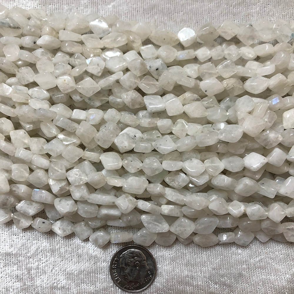 Milky White Moonstone Flat Diamond Shape Beads