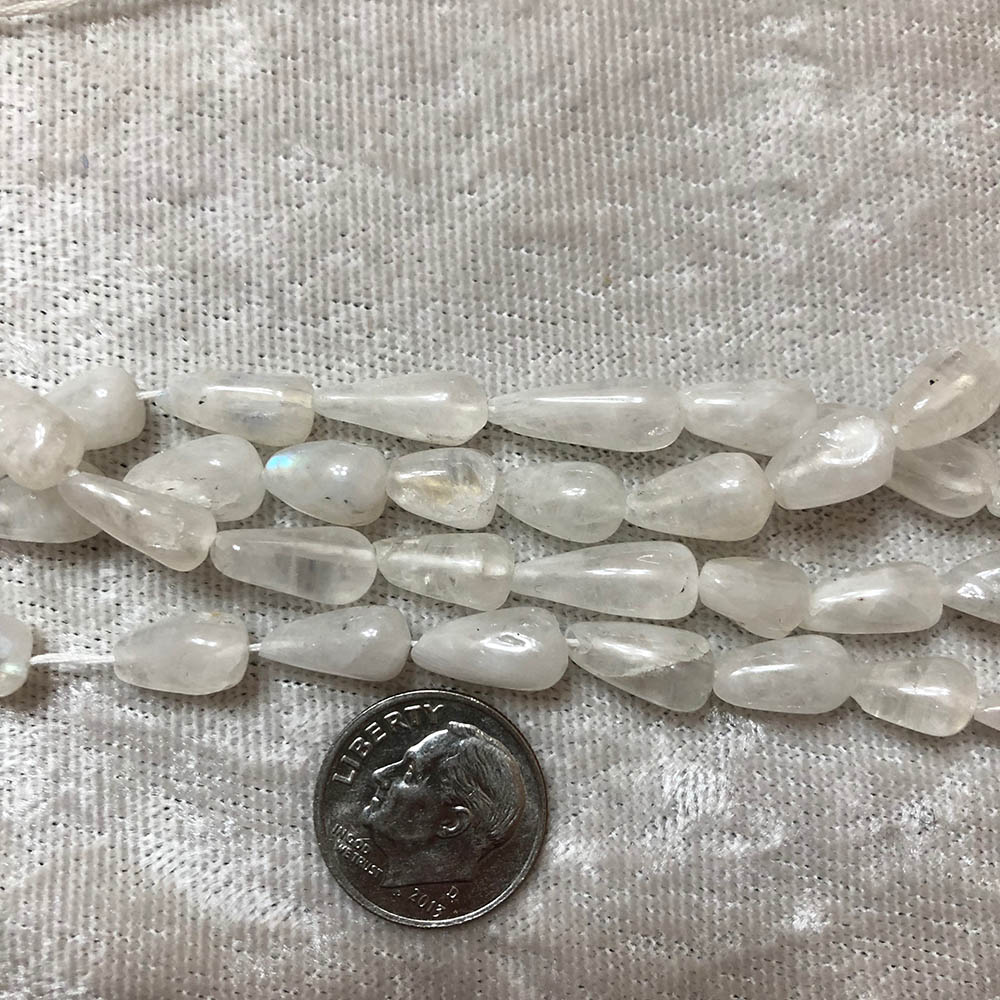 Milky White Moonstone Drop Shape Beads