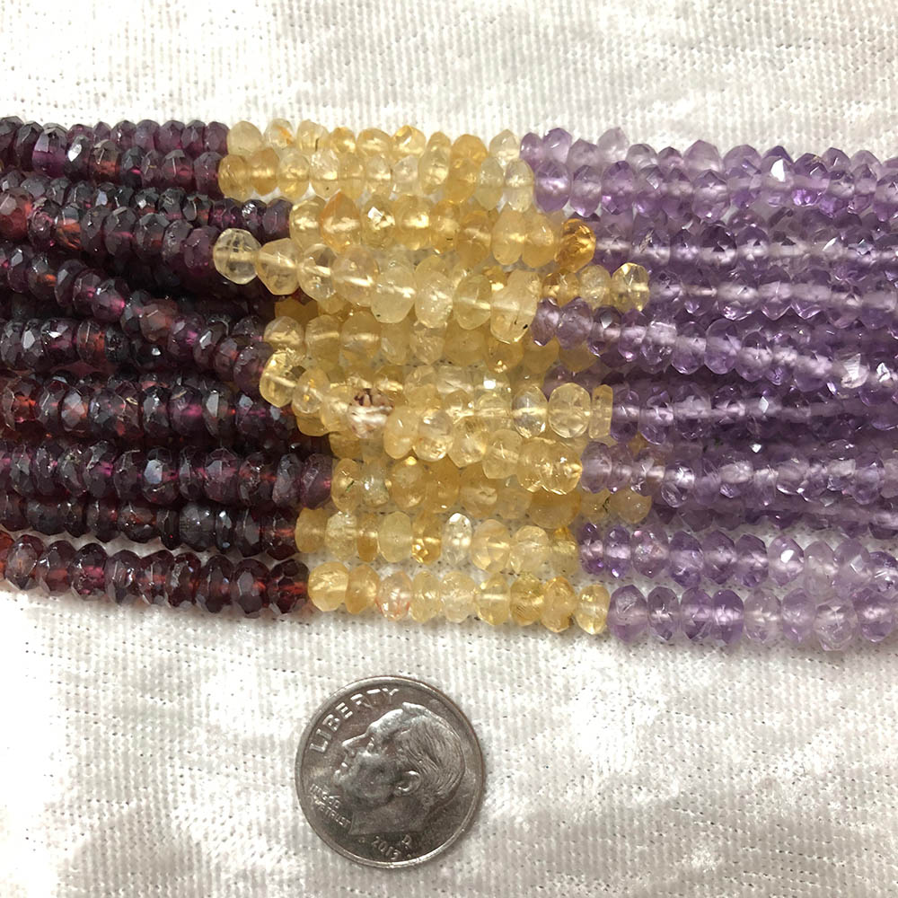 Multi Stone Faceted Rondelle Garnet Amethyst Citrine Beads