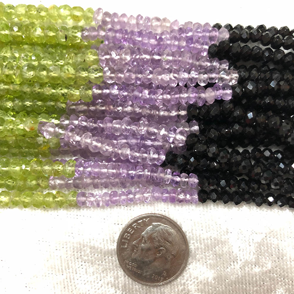 Multi Stone Faceted Rondelle Peridot Sapphire Amethyst Beads