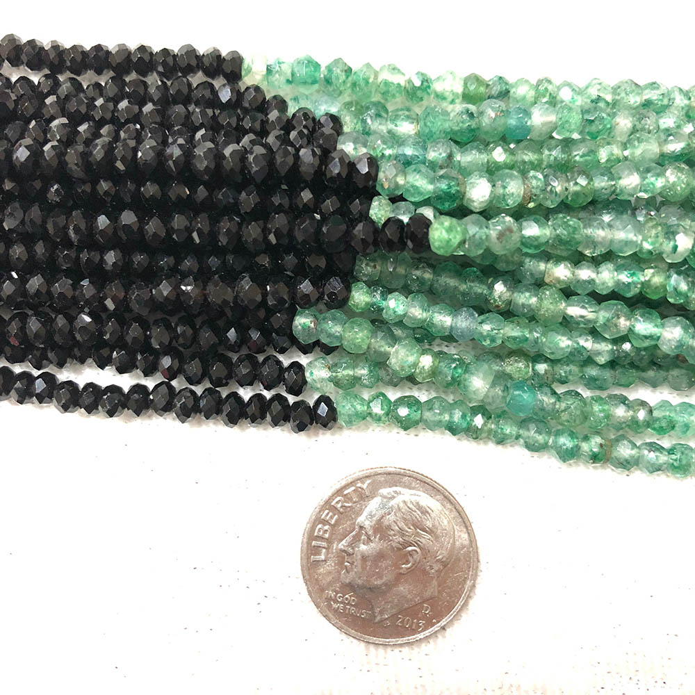 1 strand Multi Stone Faceted Rondelle Emerald and Sapphire Beads