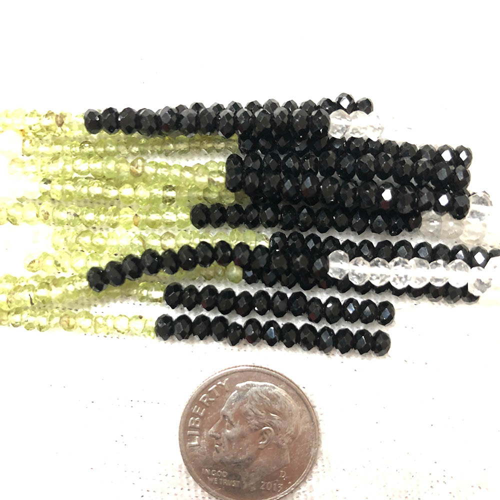 Multi Stone Faceted Rondelle Peridot Sapphire Clear Quartz Beads