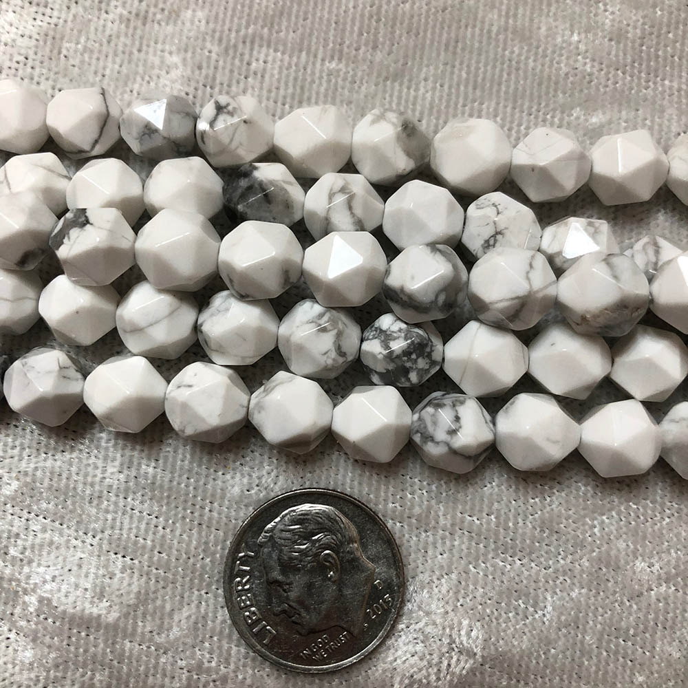 Large White Howlite Faceted Round Beads