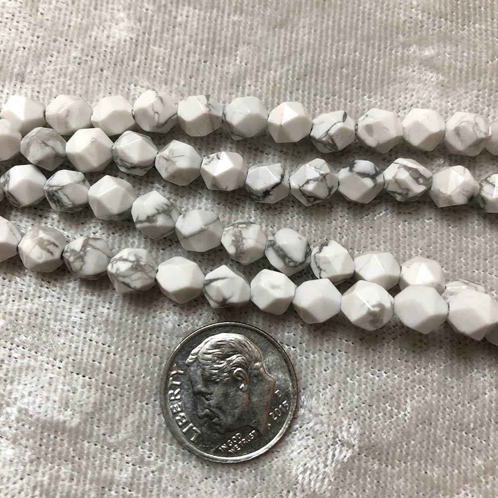 Small White Howlite Faceted Round Beads