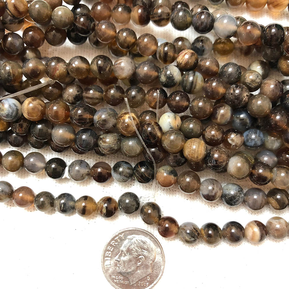 Medium Brown Agate Round Beads 6mm