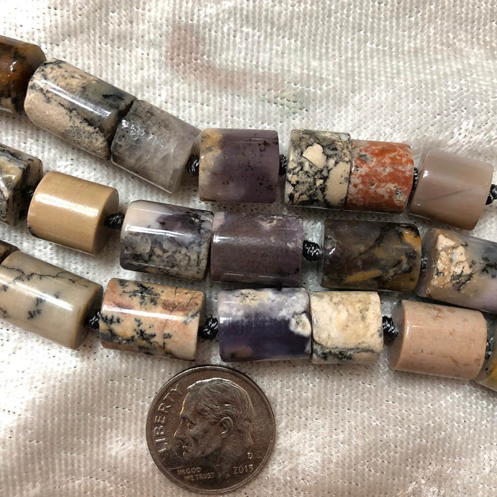 Large Amethyst Sage Chalcedony Barrel Beads