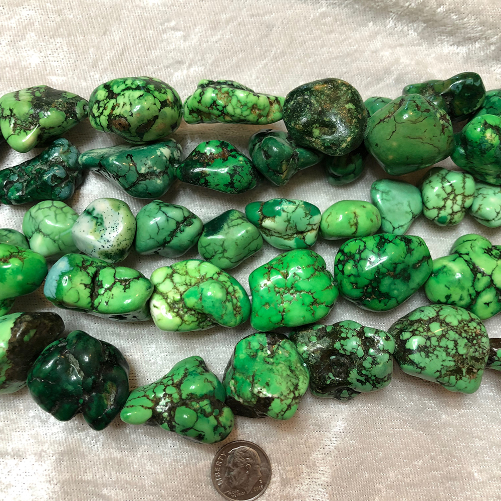 Green Howlite Large Polished Nugget Beads