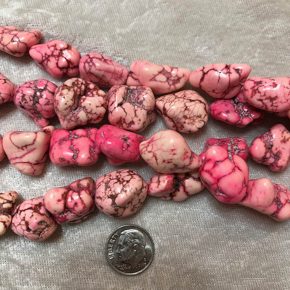 Light Pink Howlite Medium Polished Nugget Beads