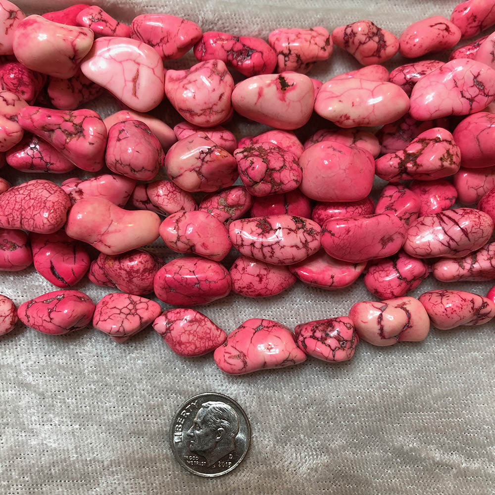 Light Pink Howlite Medium Polished Nugget Beads